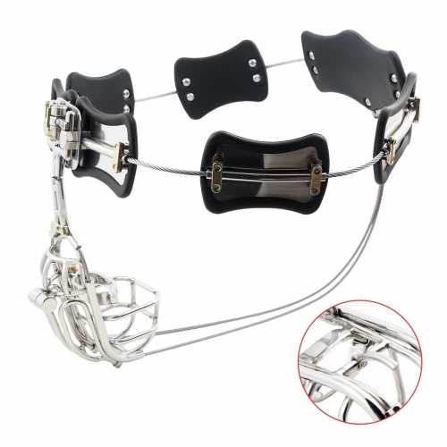 TERNENCE Metal Male Chastity Pants Device Stainless Steel Clip Cage Design Detachable Men's Virginity Lock T-type Chastity Belt with PA Puncture